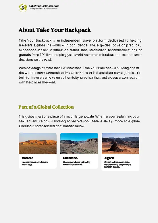 example page 1 from our offline Travel Guide for Western Sahara